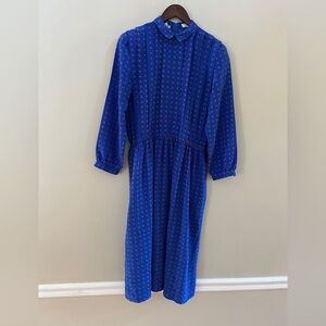 Elegant Blue Polka Dot Vintage Dress